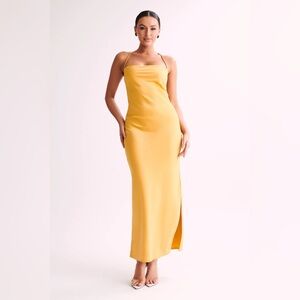 MESHKI Straight Neck Slip Maxi Dress - Yellow XS